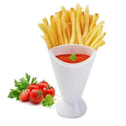 2 In 1 French Fries Cups Plastic Cups Sauces Snacks Dessert Plate Ketchup Slant Cup Two Cup Spout Kitchen Accessories