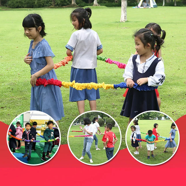 Kindergarten Outdoor Team Cooperation Sport Toys Training Equipment Elasticity Rope Loop Southeast Northwest Running Kids Game