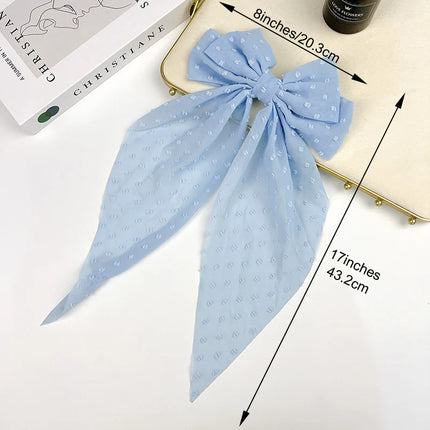 Elegant Large Bow Ribbon Hair Clip for Women Fashion Simple Solid Satin Spring Clip Ponytail Bow Hairpin Girls Hair Accessories