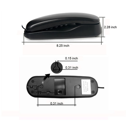 Corded Wall Phone, Slim Trimline Phone for Hotel, Landline Wall Telephone Set for Home/Bathroom/School/Office