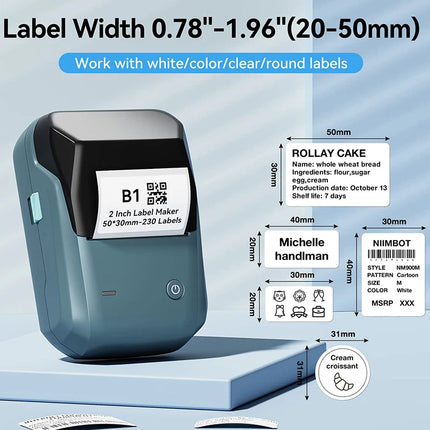 Mini Label Thermal Printer Niimbot B1 Portable Self-Adhesive Printer For Stickers Round Labels Rolls UV Tag Bluetooth Printer