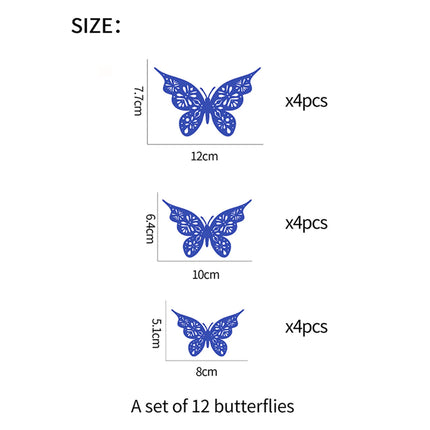 12PC 3D Hollow Butterfly Wall Décor 3 Sizes Butterfly Decor Hollow Carving Butterfly Exquisite Design Party Cake Decorations