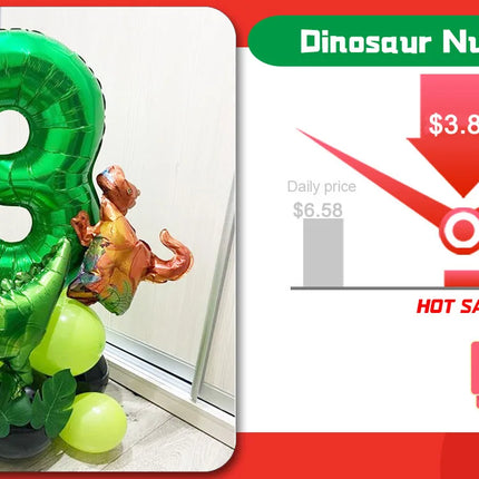 206Pcs Dinosaur Balloon Garland Green Three Rex Dinosaur foil Globo Orange Green Balloons Arch for Birthday Baby Showe Decoratio