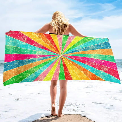 Plush Oversized Beach Towel Rainbow Striped Pool Towels , Quick Dry Towel Summer Beach Towels Swimming Towel for Adults Kids