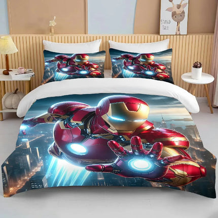 10 Sizes Marvel Iron Man Bedding Set Cartoon Anime Duvet Cover Comforter Pillowcase Boys Girls Children Adults King Bed Set