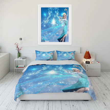 Disney Frozen Elsa Princess Bedding Set Cartoon Baby 3 Pieces Bed Set Pillowcase Adult Bed Cover Bedroom Bed Set Duvet Gift