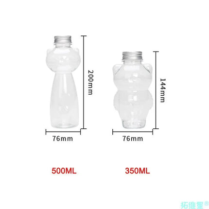 350ml/500ml Cartoon Water Bottle Kawaii Cat Water Bottle Milk Coffee Cup Summer Cute Plastic Drinking Bottle Drinkware Kettle