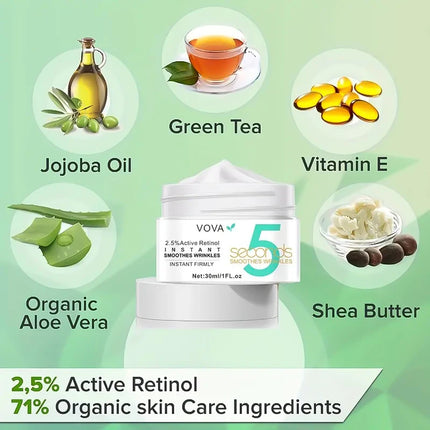 5 Seconds Retinol Anti-Wrinkle Cream Instant Anti Aging Firming Lifting Fade Fine Line Face Cream Moisturizing Nourish Skin Care