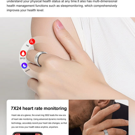 Smart Ring Bracelet Heart Rate Monitoring Waterproof Blood Oxygen Sleep Sport Health Tracker Finger Digital Ring For Android IOS