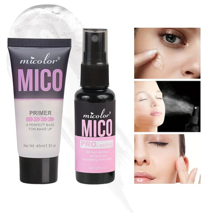 Setting Spray + Transparent Makeup Primer Cream, Film-forming Quickly, Long Lasting Makeup Keeping Moisturizing Face Cosmetics S