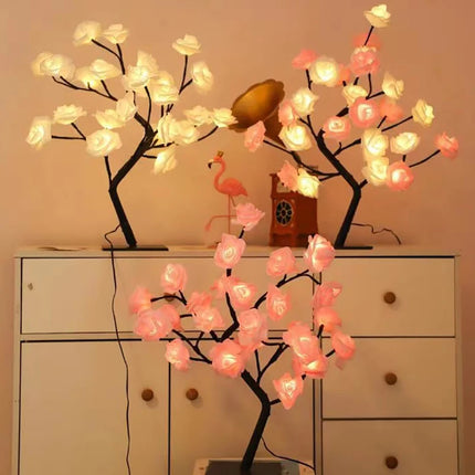 LED Table Lamp Rose Flower Tree USB Night Lights Christmas Decoration Gift for Kids Room Rose Flower Lighting Home Decoration