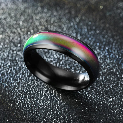 Stainless Steel Changing Color Rings 5 Colors Mood Emotion Feeling Temperature Ring for Women Men Couples Ring Tone Jewelry Gift