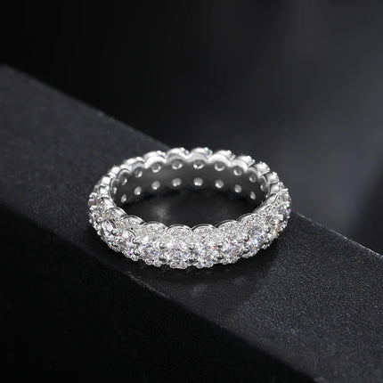 3mm 2.86cttw D VVS Moissanite Shining Bling Band Ring For Women 925 Sterling Silver Eternity Rings Iced Out Fashion Fine Jewelry