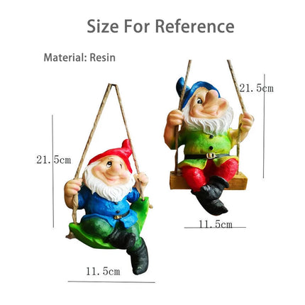 Christmas Cute Swing Santa Claus Resin Statue Dwarfs Gnome Tree Fence Decorative Pendant Indoor Outdoor Garden Decor Ornament