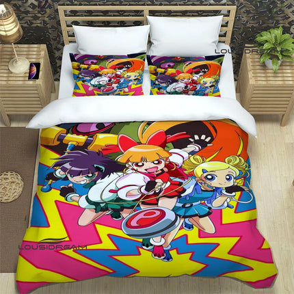 3D P-Powerpuff-Girls Cartoon Bedding Sets exquisite bed supplies set duvet cover comforter set bedding set luxury birthday gift