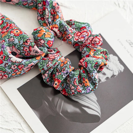 Fashion Leopard Print Bow Satin Long Ribbon Ponytail Scarf Hair Tie Scrunchies Women Girls Elastic Hair Bands Hair Accessories