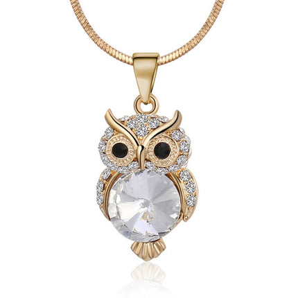 Rose Gold Color Silver Chokers Snake Chain Crystal Necklace Sweater Jewelry Fashion Small Cute Owl Bird Pendant For Women Gift