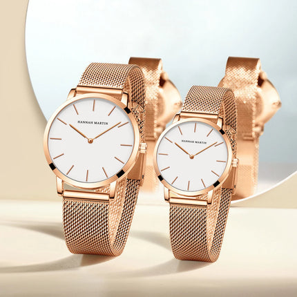 2Pcs Fashion Women's Set Watch 6.9mm Ultra Thin Japanese Movement Minimalist Valentine Day Mens Quartz Watch Relogios Masculino