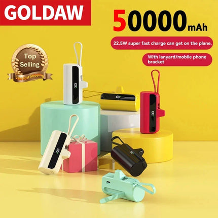 50000mAh Capsule Power Bank Mini Portable Pocket Power Bank 30000mAh with Stand for iPhone Samsung Xiaomi Android Fast Shipping