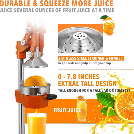 Commercial Heavy Duty Cast Iron Hand Press Manual Orange Citrus Lemon Lime Grapefruit Pomegranate Fruit Juice Squeezer Machine