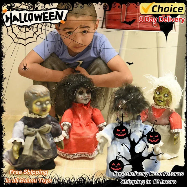 2024 Halloween Decoration Walking Doll Voice-activated Induction Light-emitting Bar Haunted House Scene Layout Display