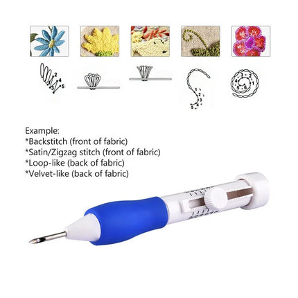 DIY Crafts Magic Embroidery Pen Embroidery Stitching Punch Needles Pen Set Craft Tool for DIY Threaders Sewing Knitting Kit