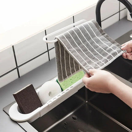 36-50cm Telescopic Shelf Drain Water Rack Sinks Organizer Soap Sponge Towel Holder Kitchen Gadgets Storage Basket Accessories