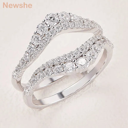 Newshe 925 Silver Ring Enhancer for Women Engagement Wedding Band Brilliant AAAAA Cubic Zircon Jewelry Size 5-10