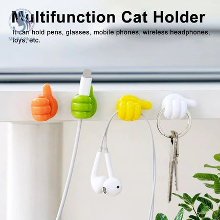 10Pcs Cable Organizer Random Color Thumb Wall Cable Hook Adhesive Cable Clip Silicone Key Hook Wall Hangers Organizer Holder