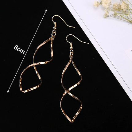 Twisted Geometric Drop Earrings - Fashionable Zinc Alloy Statement Jewelry for Women