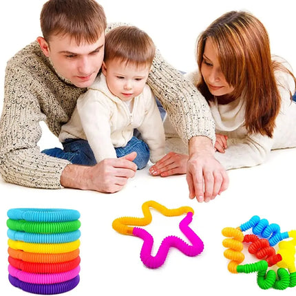 8Pack Large Pop Tubes Fidget Toys Sensory Toy for Stress Anxiety Relief for Children Adults Learning Toys Toddlers Stretch Tube