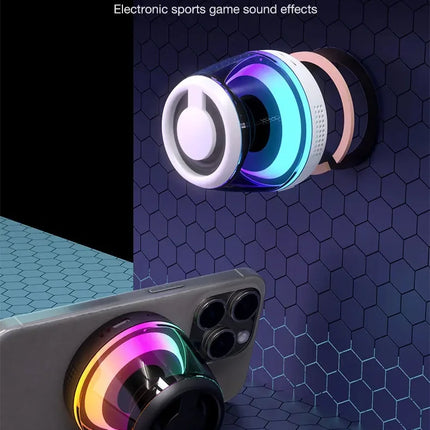 Magnetic Bluetooth Speaker RGB Mini Portable Speaker Magnetic Phone Holder Ring Wireless Sound Box Bluetooth Speaker Tower