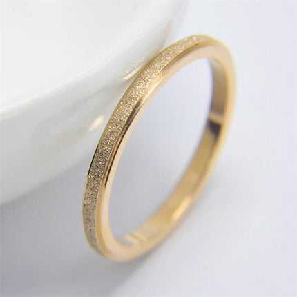 eManco High Quality Simple Scrub Stainless Steel Women 's Rings 2/3/5MM Width Gold Color For Girl Jewelry