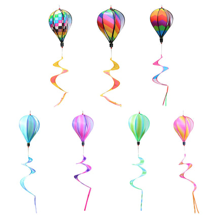 Wind Chimes Rainbow Hot Air Balloon Wind Spinner Rotating Sequin Windmill Wind Twister Hanging Decoration for Garden Yard