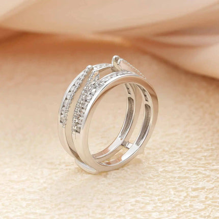 Newshe 925 Sterling Silver Enhancer Rings for Women Luxury Wedding Band Engagement Ring High Grade Cubic Zircon Jewelry