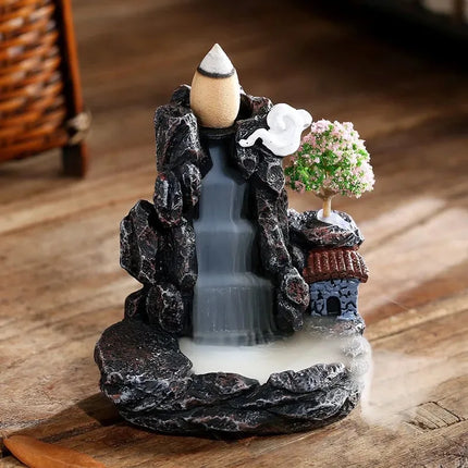 Backflow Incense Holder Waterfall Incense Burner Home Decor Aromatherapy Ornament Incense Cones with Backflow Incense Cones