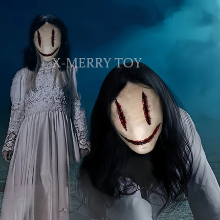 Sexy Smiling Faceless Ghost Face Killer Latex Full Face Masks Halloween Mask Horror Cosplay Party Grimace Dress Costume  Props