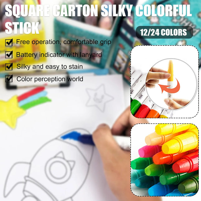 12/24 Colors Children's Painting Pen Rotary Crayon Water Soluble Oil Painting Pen For Students Kids Art Drawing School Supplies