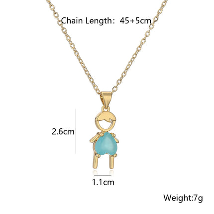 INS Design Girl/Boy Pendant Necklace For Women Girls,Stainless Steel Chain Cubic Zirconia Accessories Party Daily Jewelry