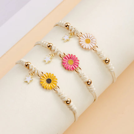 Simple Lucky Knot Sunflower Bracelets for Women Trendy Handmade Braided Colorful Daisy Flower Bracelet Friendship Jewelry Gifts