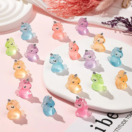 Cute Mini Resin Unicorn Luminous Miniature Glow in the Dark Figurines for Home Garden Ornaments Party Decoration Kids Gifts