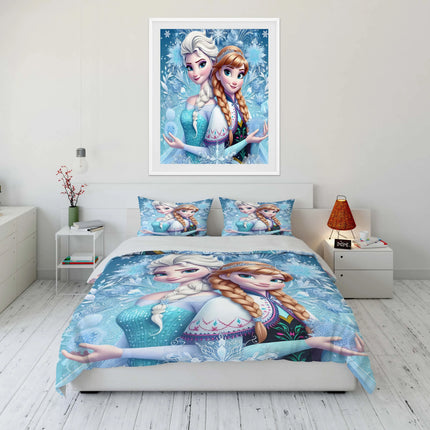 Disney Frozen Elsa Princess Bedding Set Cartoon Baby 3 Pieces Bed Set Pillowcase Adult Bed Cover Bedroom Bed Set Duvet Gift