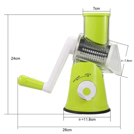 Vegetable Cutter & Slicer Manual Kitchen Cheese Chopper Machine With 3 Sharp Drums Multifunctional Garlic Potato Shredder