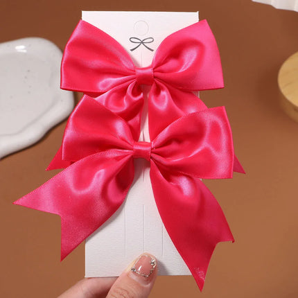 2pcs/set Solid Color Ribbon Grosgrain Bows Hair Clip for Kids Girls Hairpins Barrettes Handmade Baby Headwear Hair Accessories