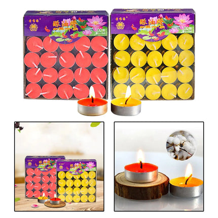 100Pcs Smokeless Wax Candle Decorative Tealight Candles Long Lasting Tea Candles Party Decoration Night Light Candles