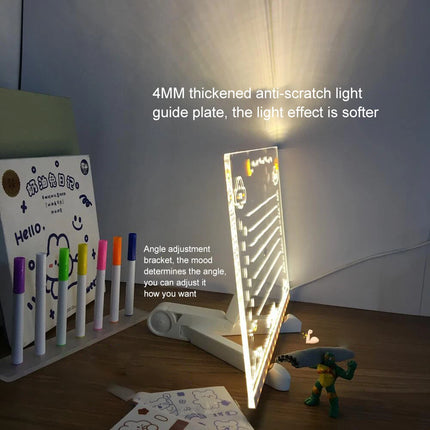 Personalized LED Lamp Acrylic Message Note Board Erasable Children‘s Drawing Board Lovely Bedroom Night Light Kids Birthday Gift