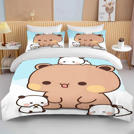 Bubu Dudu Cartoon Cute Bear Kawaii Christmas Gift King Twin Double Child Bedding Set Microfiber or Polyester Duvet Cover Set