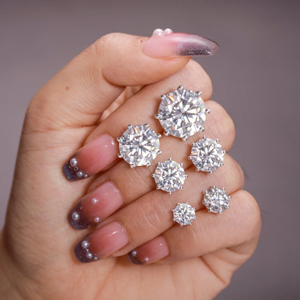 Real D VVS Moissanite 0.5-12ct 8 Prong Stud Earrings For Women Top Quality 925 Sterling Silver Sparkling Wedding Fine Jewelry