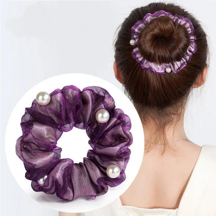 Bow Hair Fantaisie Tie  Elastic Hair Bands  Yarn Silk Flower  Headdress Elastique Cheveux Fille for Hair Accessories Woman