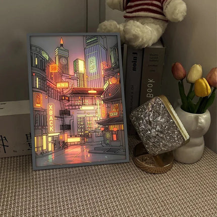 LED Light Up Painting Anime Wall Light Painting Decor Led Wall Art Picture Frame Dimming Romantic Night Lamp Gift Home Decor